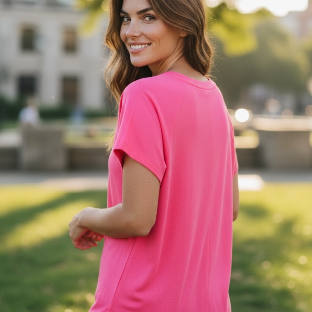 Banana Republic Fuchsia Short Sleeve Blouse